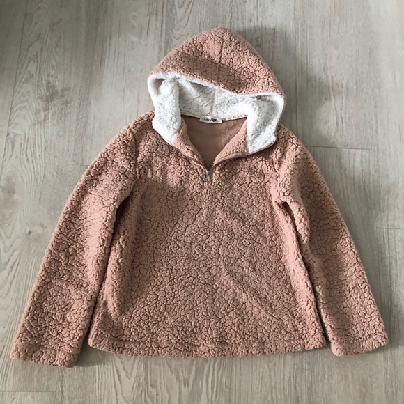 Coeur de Vague Blush Fluffy Quarter-Zip Plush Hoodie Fleece Sweatshirts - Picture 14 of 16